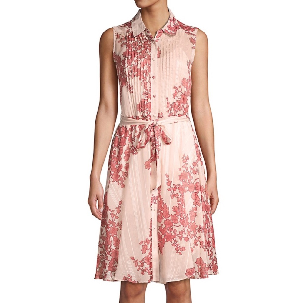 Nanette Lepore apricot floral pintucked shirtdress